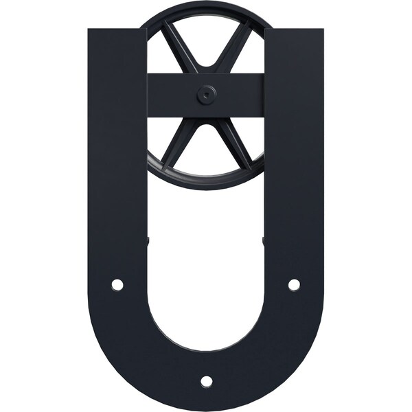 Ekena Millwork Premium Wagon Wheel Horseshoe Roller Hanger w/ Bolts for Barn Door for 2 1/4" Doors, Dark Gray GB60015R2WDG - main